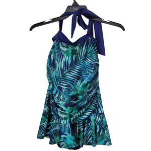 Summer Women's Tropical Slimming Venus Swimsuit Rouched 12 Navy Green Swim